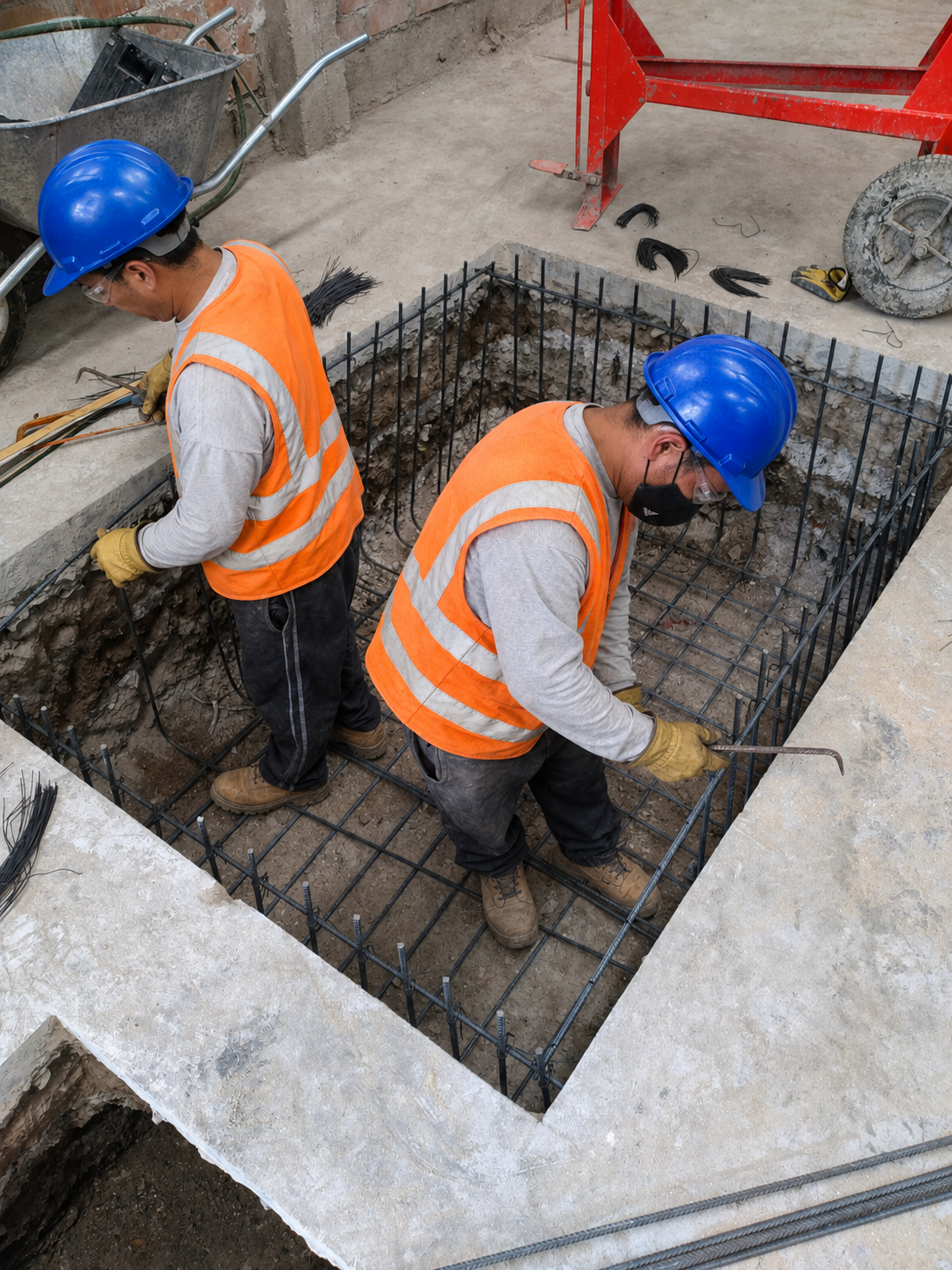Ejecución de bases de concreto dentro de nave industrial
